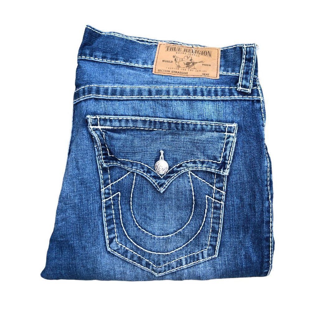 Vintage True Religion Jeans Size 38 STRAIGHT FLAP T Blue